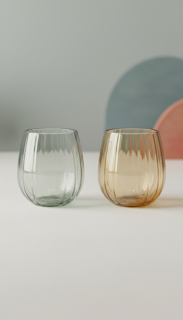 Curved Glass Tumbler Pair